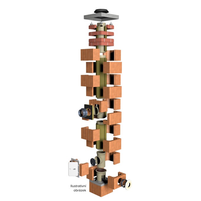 Komínová souprava CIKO TEC 8m, pr. 200mm, přip. 90°, základ, límec