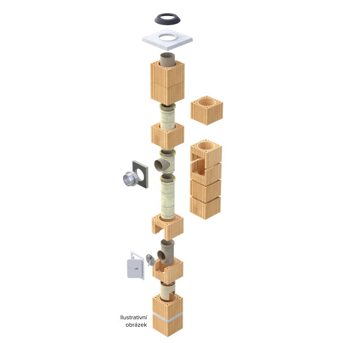 Komínová sestava CIKO EASY 6m, pr. 160mm, připojení 90°, základ, límec