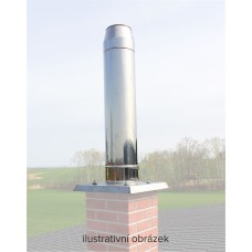 Nerezový komínový nástavec, výška 1,5m, průměr 150mm, přechod. díl 50x50cm s okapnicí