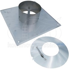 Ukončovací prvek s dešť. límcem, pr.150mm, tl. 0,6mm, (375x375mm)