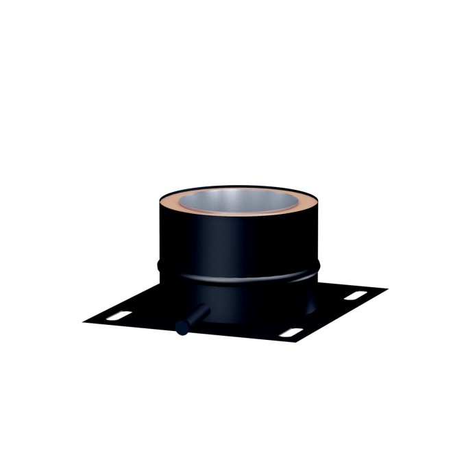 Zakládací prvek s odvodem, NEREZ RAL 9005 černá, pr. 180mm, 0,5mm, izolace 30mm