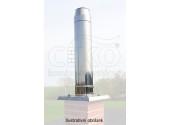 Nerezový komínový nástavec, výška 2m, průměr 180mm, přechod. díl 50x50cm s okapnicí